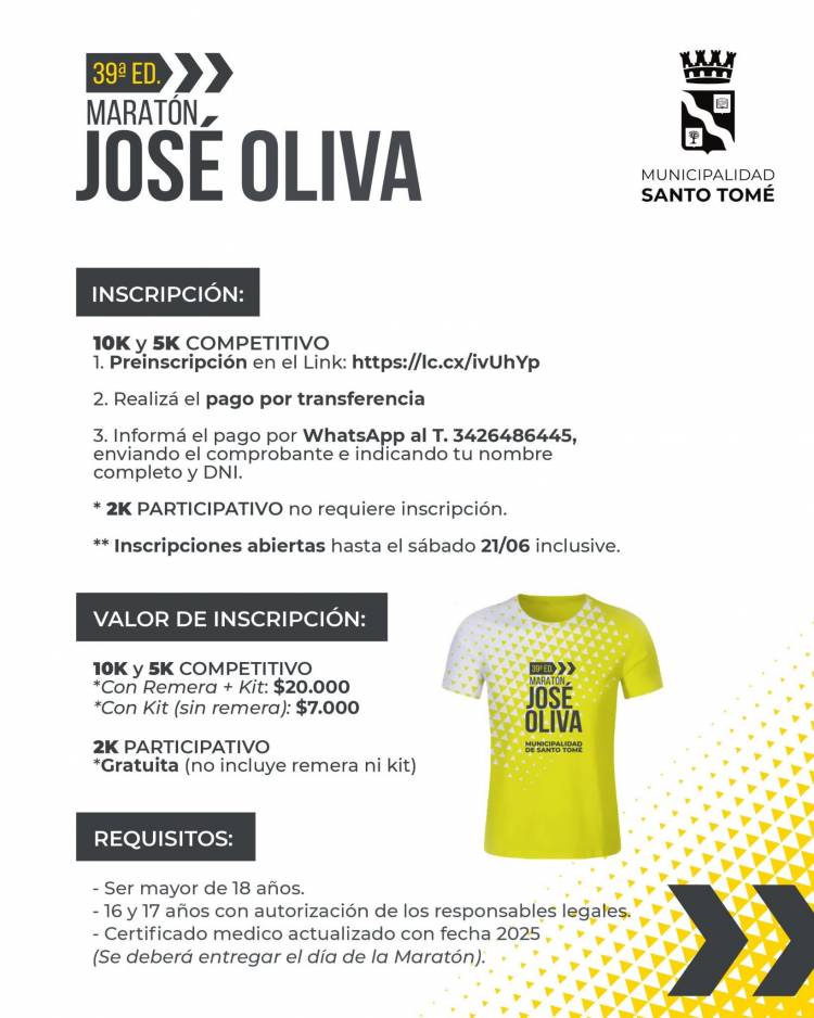 Vuelve la tradicional maratón "José Oliva" en Santo Tomé