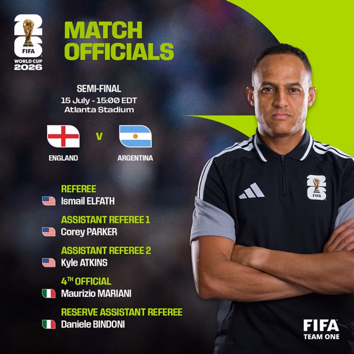 Arbitros confirmados para el partido entre Argentina e Inglaterra