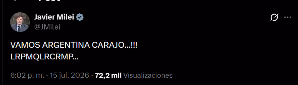 La reacción de Milei al triunfo de la Selección Argentina