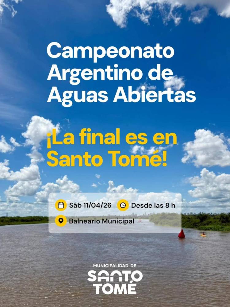 Santo Tomé será sede de la final del Campeonato Argentino de Aguas Abiertas 2026