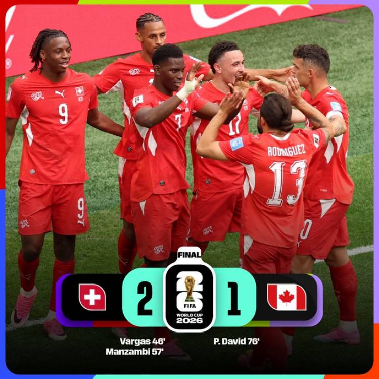 Suiza venció a Canadá y cerró el Grupo B como líder en el Mundial 2026